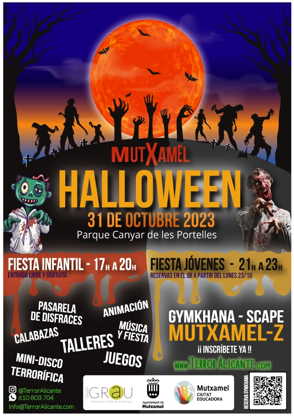 Cartel Halloween 2023 Mutxamel - Fiesta Infantil